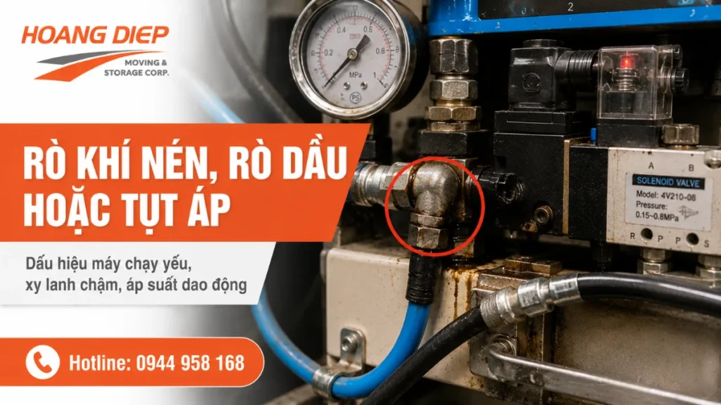 Máy móc bị rò dầu tuột áp sau khi di dời