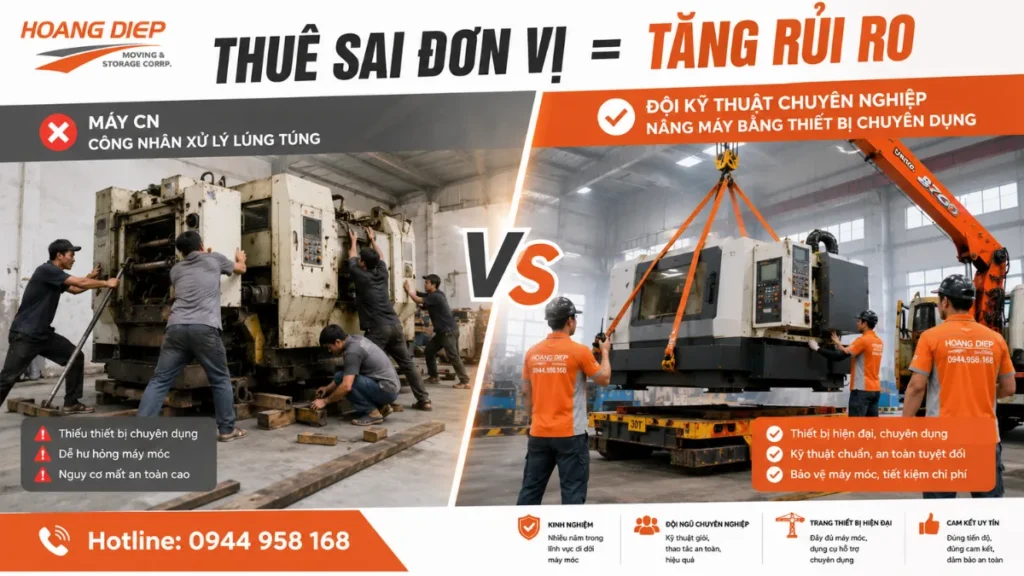 rủi do khi thuê sai đơn vị di dời máy móc thiết bị kém uy tín