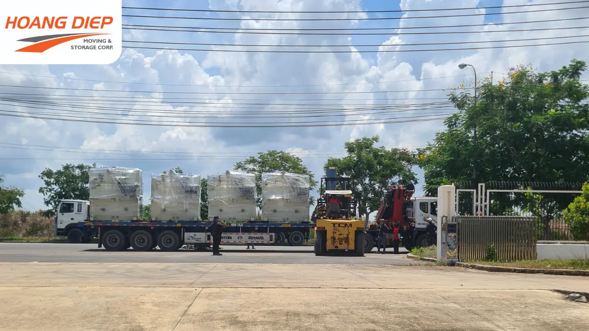 Hoàng Diệp thi công di dời máy móc thiết bị thực tế tại KCN Phước Đông