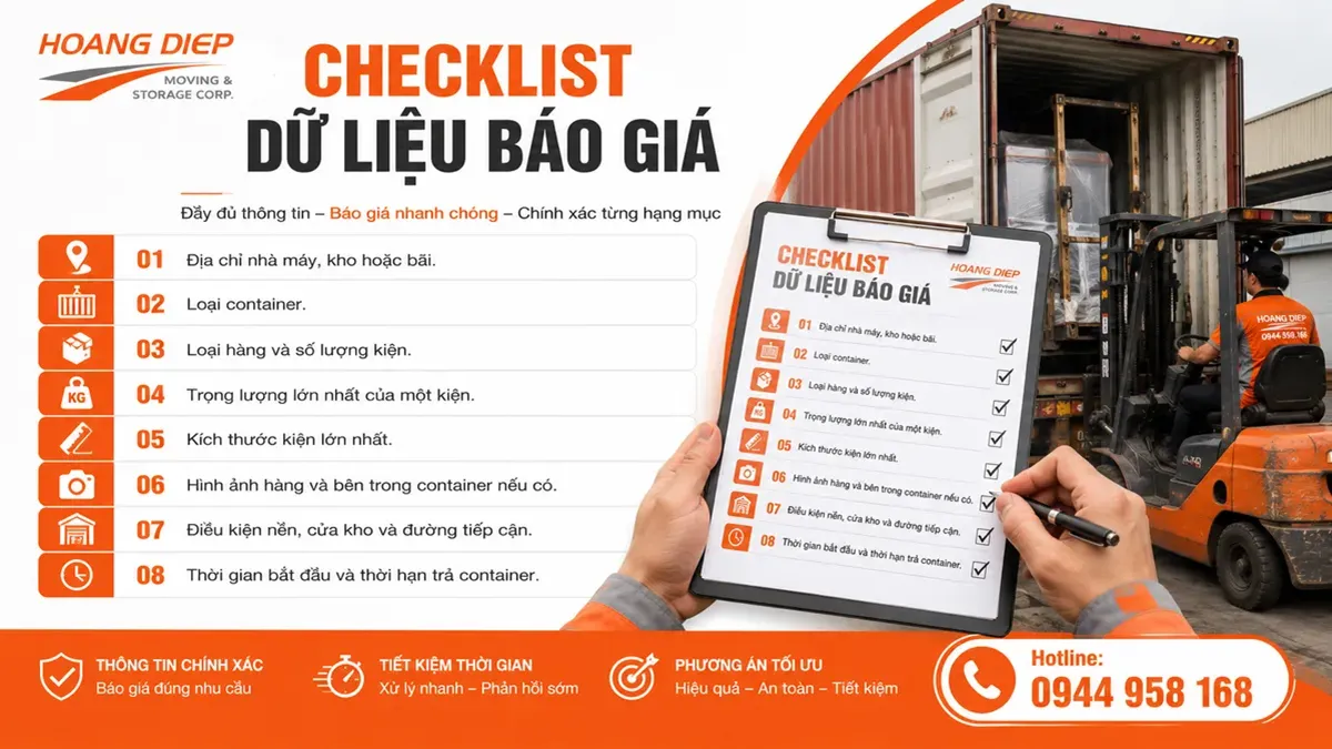 Thông tin báo giá đóng rút container