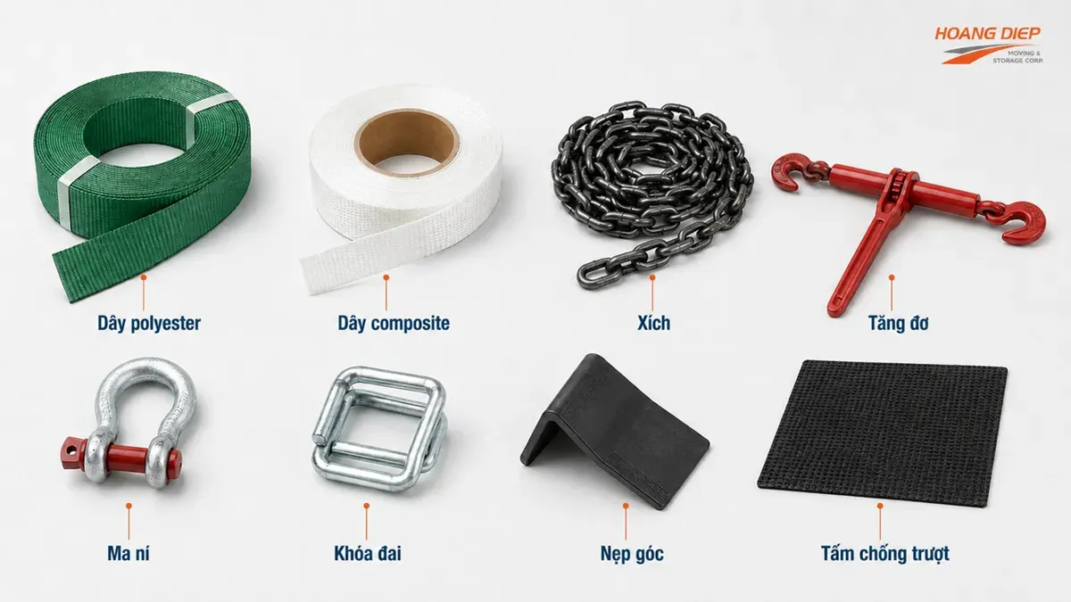 Dây đai xích tăng đơ và vật tư lashing container