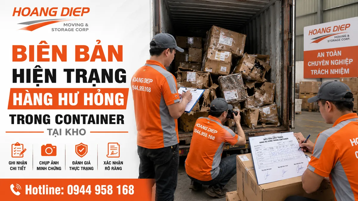 Biên bản hiện trạng hàng hư hỏng trong container tại kho