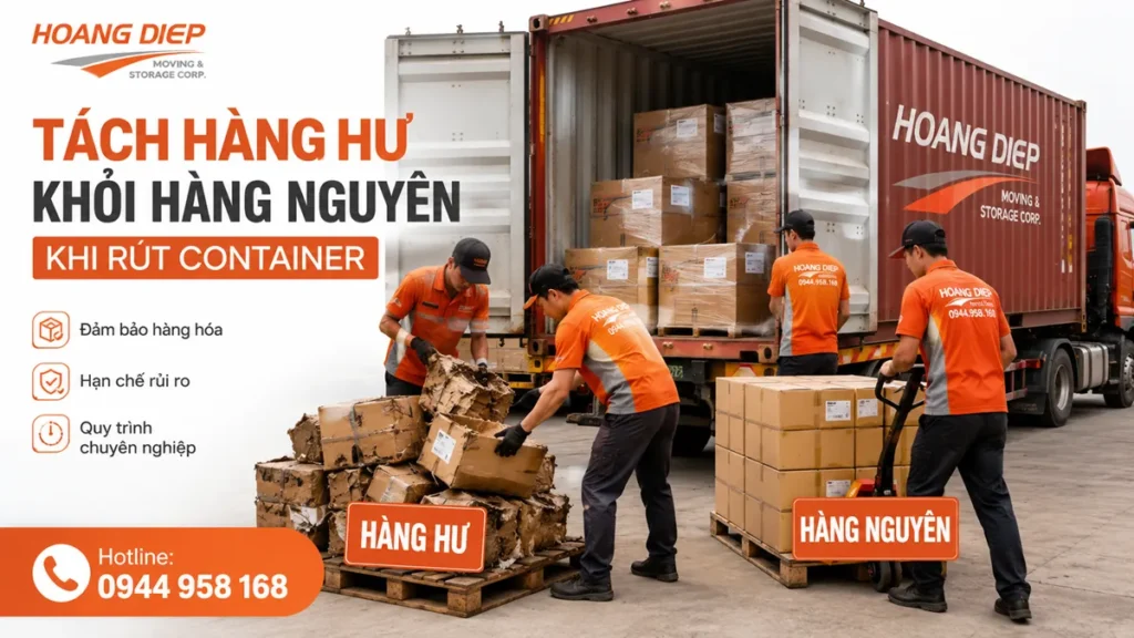 Tách hàng hư khỏi hàng còn nguyên khi rút container
