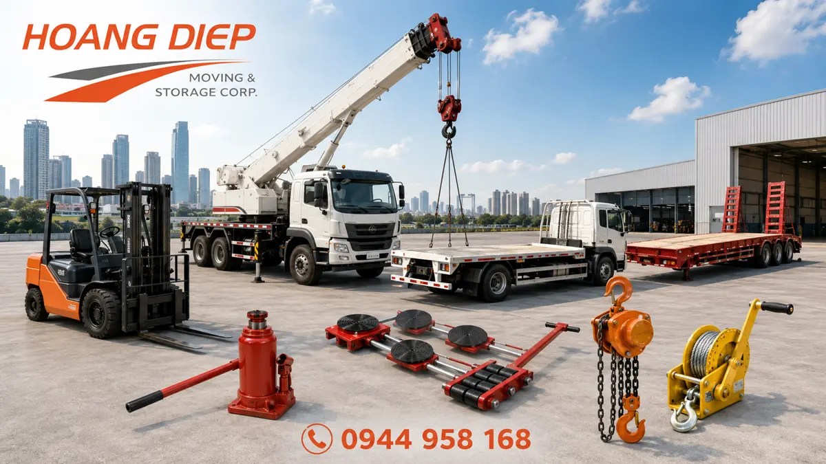 Hệ thống thiết bị nâng hạ, xe cẩu và vận chuyển máy móc công nghiệp chuyên dụng