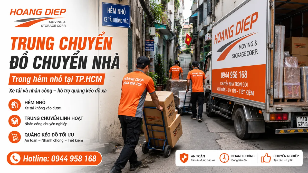 Trung chuyển đồ chuyển nhà trong hẻm nhỏ tại TPHCM