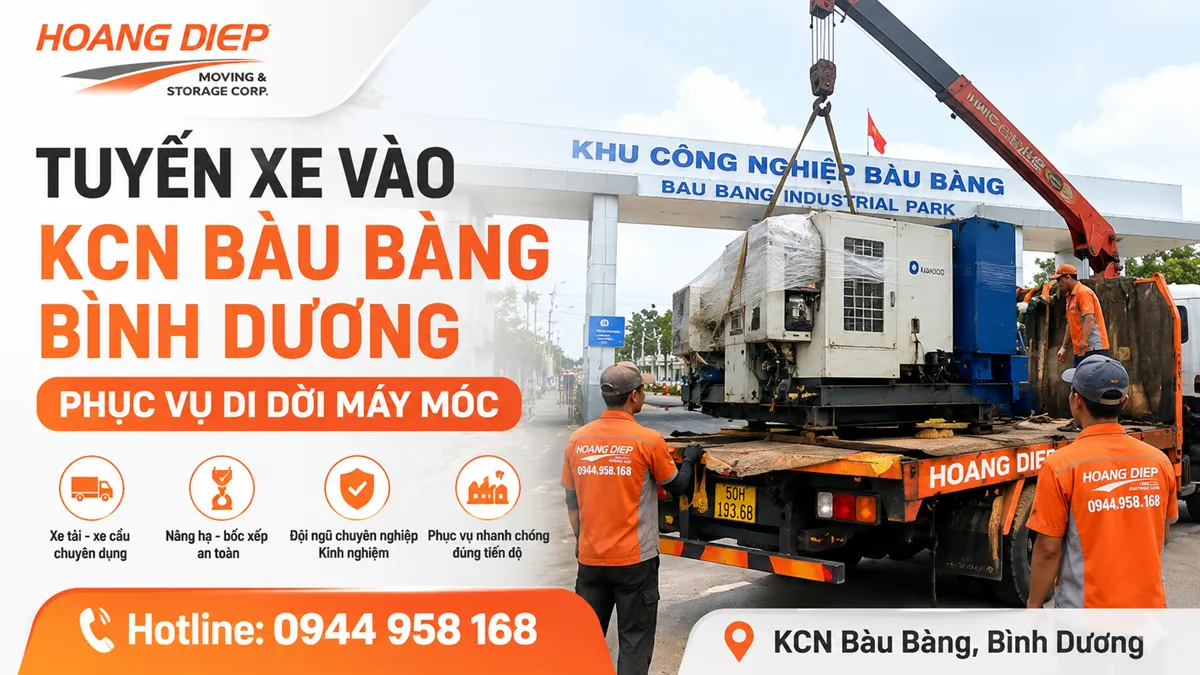 Tuyến xe vào KCN Bàu Bàng Bình Dương phục vụ di dời máy móc