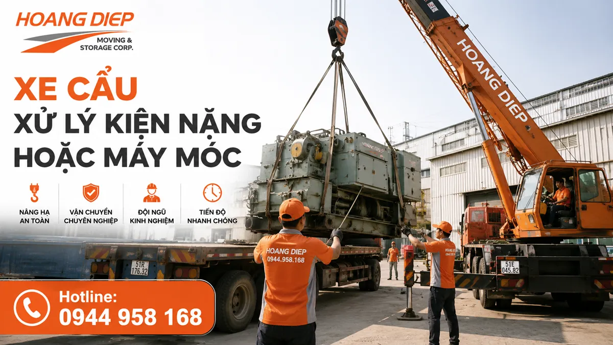 Xe cẩu hỗ trợ rút hàng nặng khỏi container tại kho không có dock